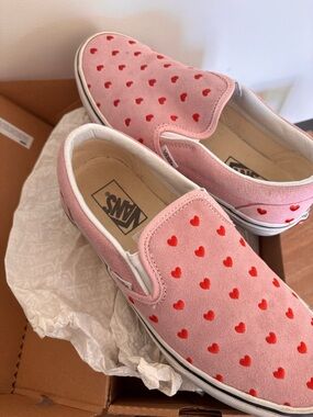 Vans Slip-On Hearts - Pink with Red Hearts